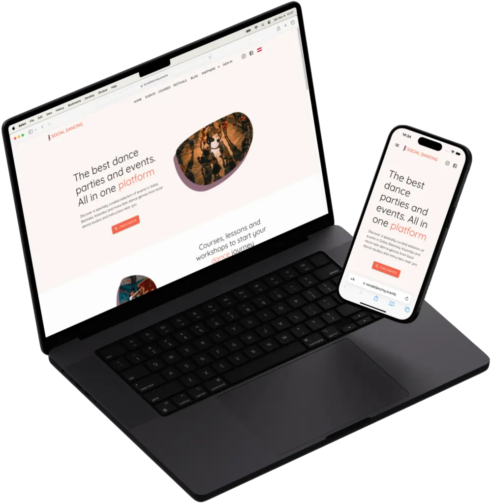 Laptop and smartphone with sample website